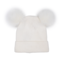 Kids Knit Hat with Faux Fur Poms