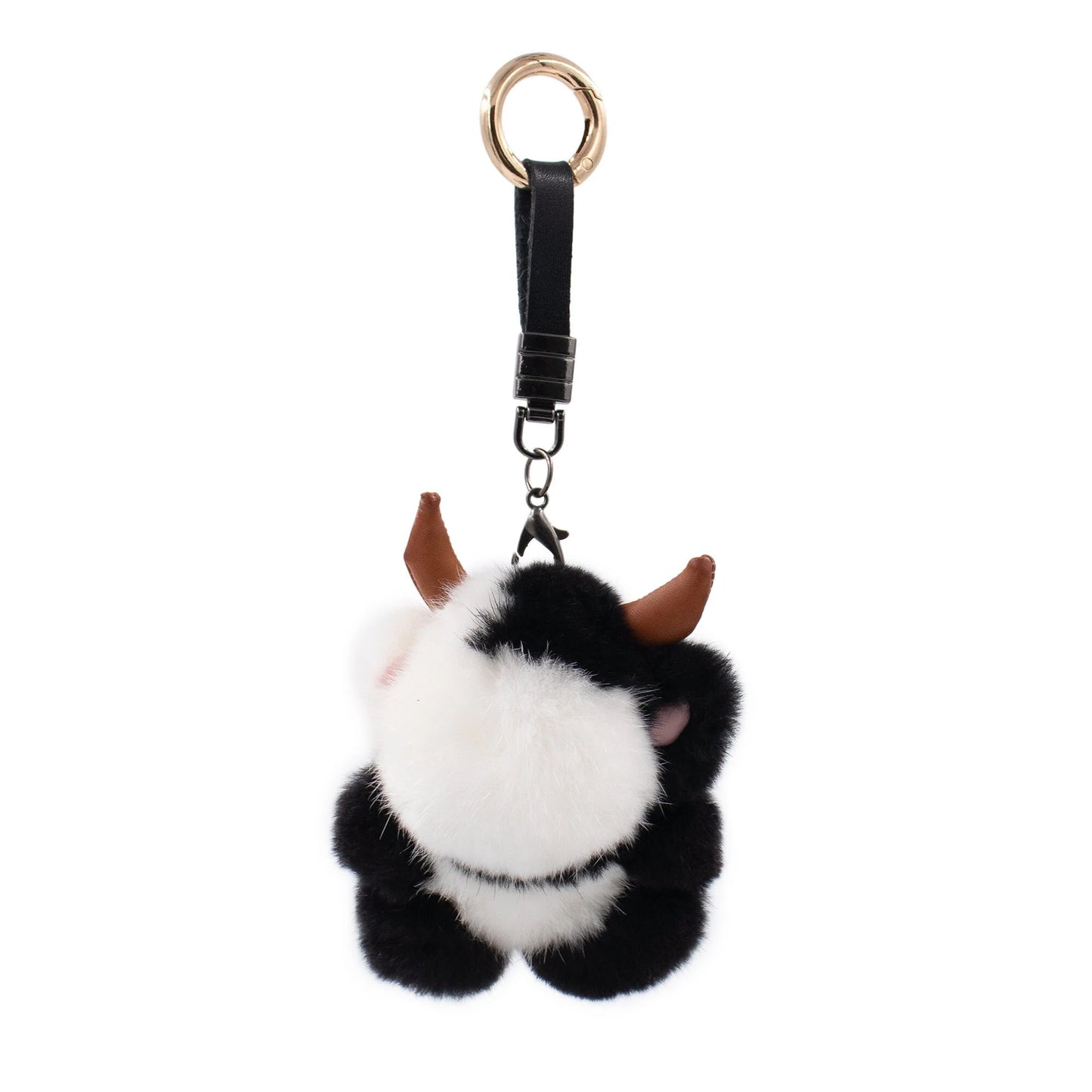 Mink Fur Cow-Shaped Keychain