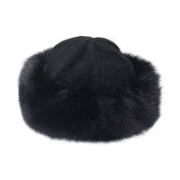 Suede Crown Hat with Fox Fur Cuff