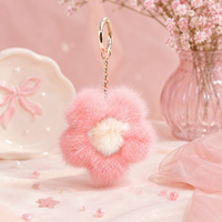 Large Mink Fur Flower Keychain