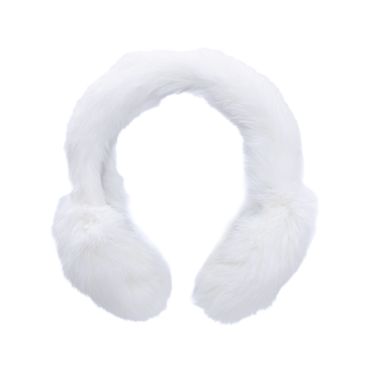 White long haired rabbit fur earmuffs