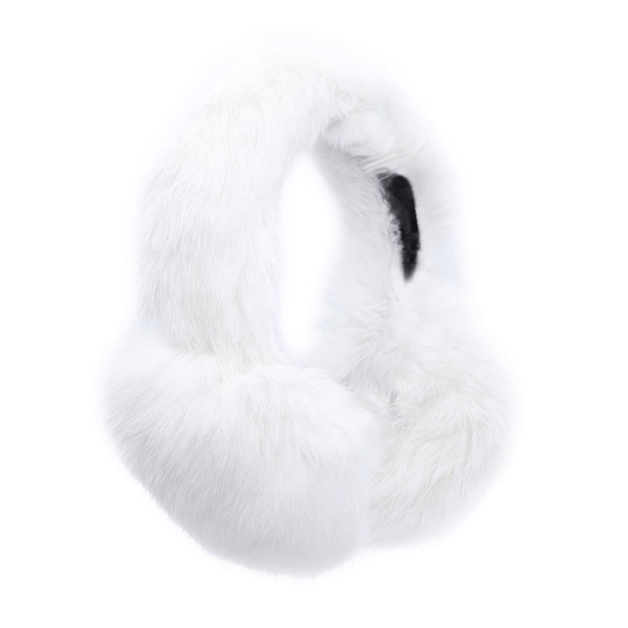 White long haired rabbit fur earmuffs