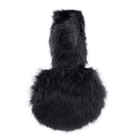 Black long haired rabbit fur earmuffs with a fuzzy band