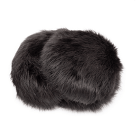 Dark brown long haired rabbit fur earmuffs folded up
