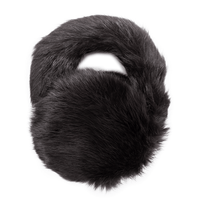 Dark brown long haired rabbit fur earmuffs folded up