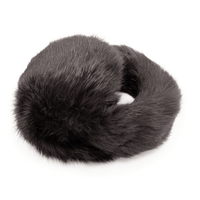 Dark brown long haired rabbit fur earmuffs folded up