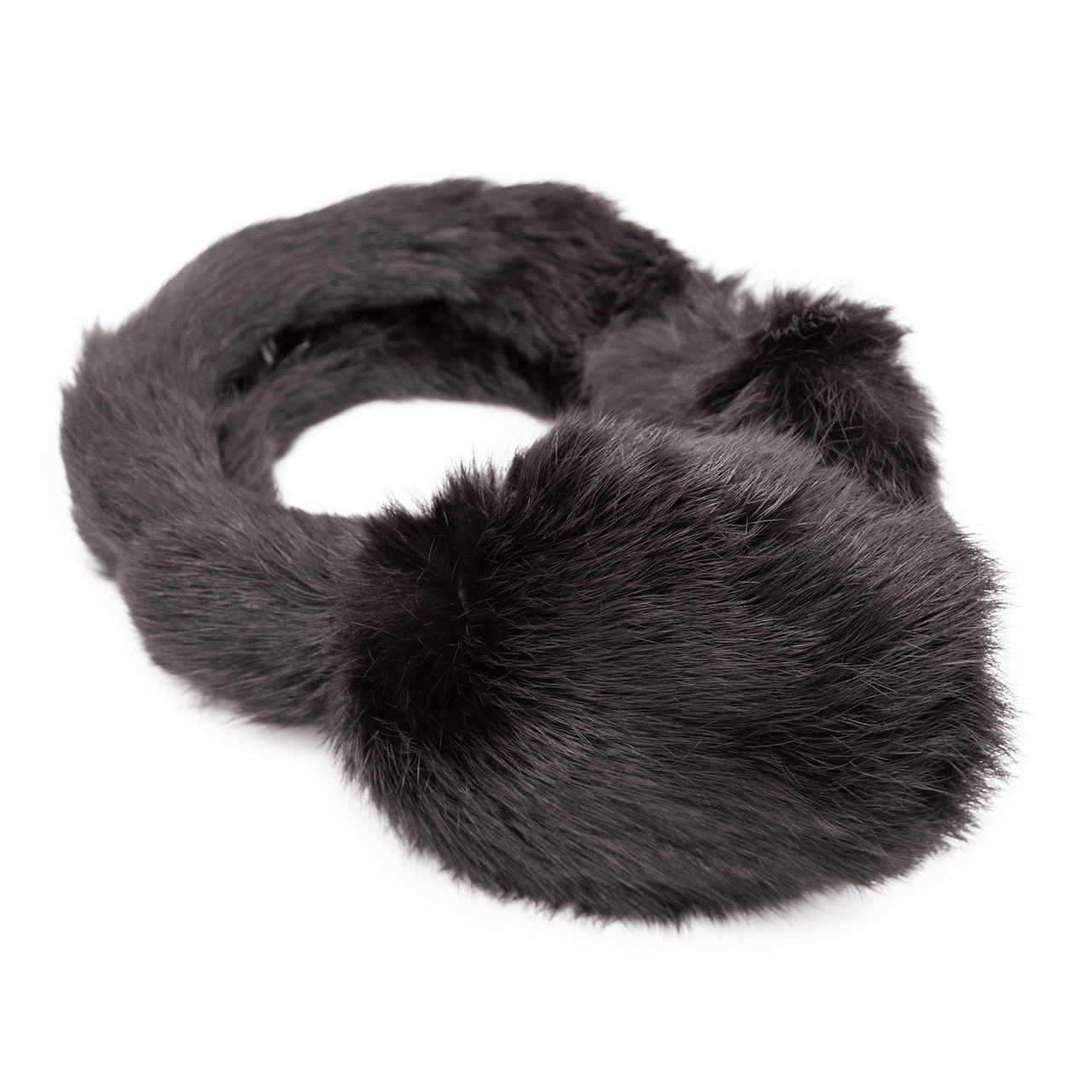 Dark brown long haired rabbit fur earmuffs