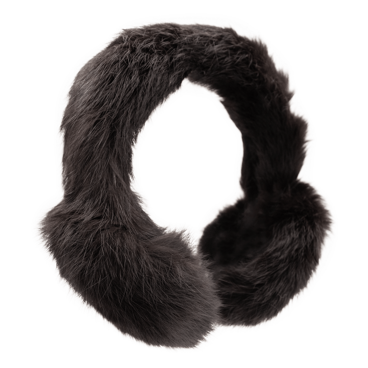 Dark brown long haired rabbit fur earmuffs