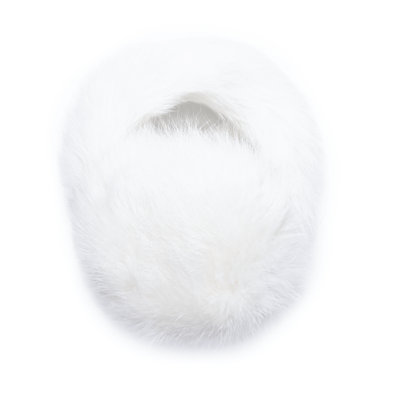White long haired rabbit fur earmuffs folded up