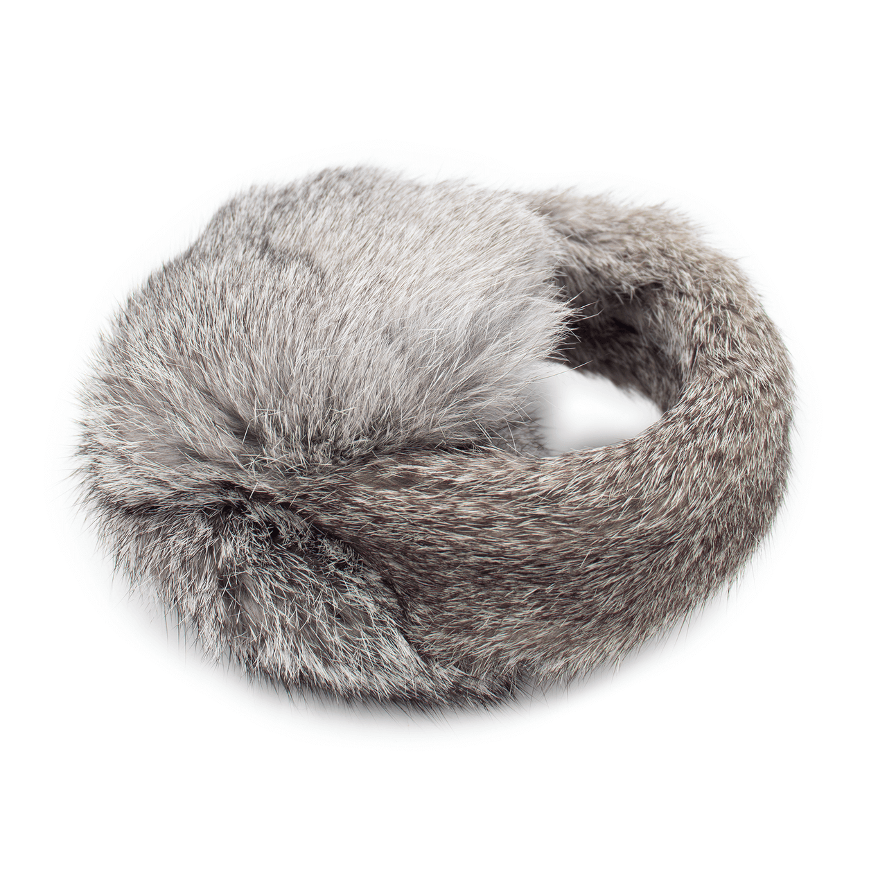 Rabbit earmuffs with fur band folded up