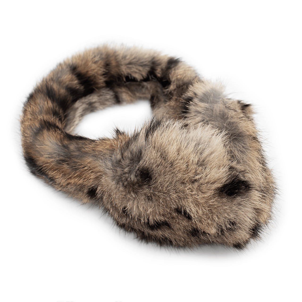 Leopard print long haired rabbit fur earmuffs