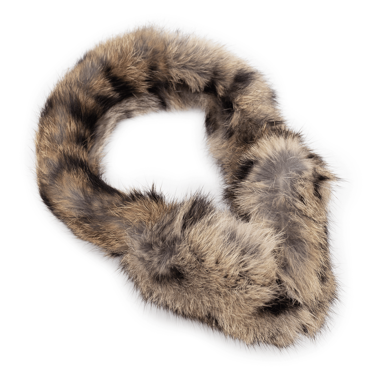 Leopard print long haired rabbit fur earmuffs
