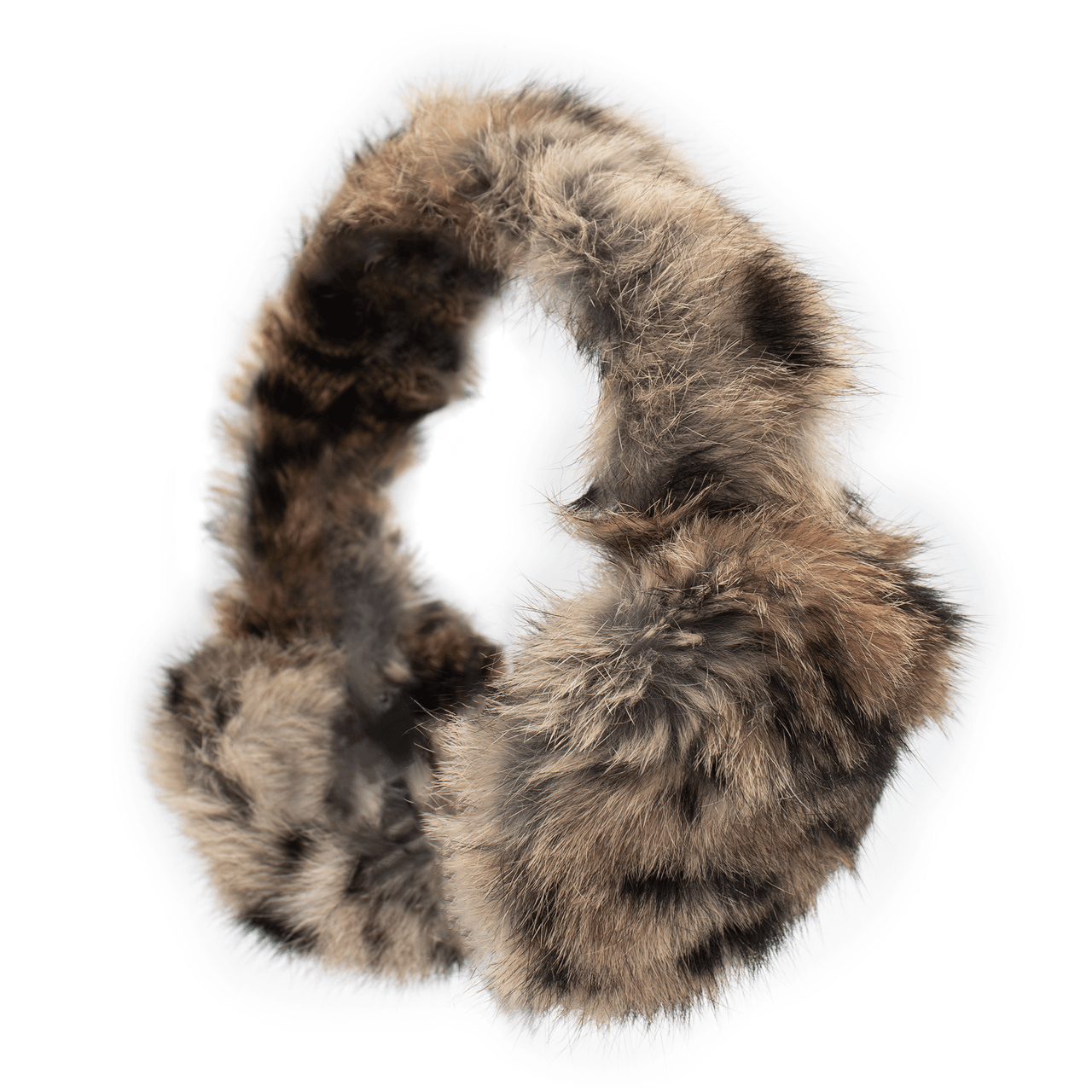 Leopard print long haired rabbit fur earmuffs