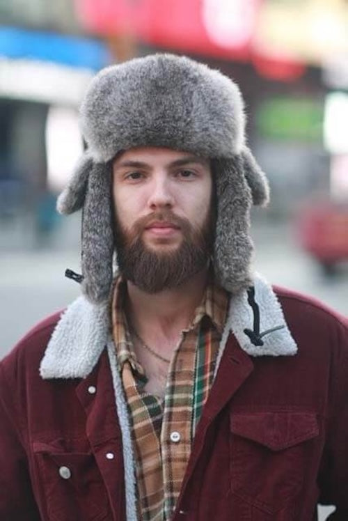 Men's Long Haired Rabbit Leather Trooper