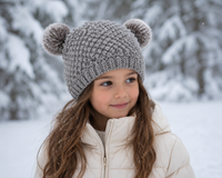 Children's Minnie Popcorn Beanie with Rabbit Fur Poms