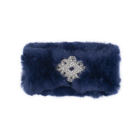 Surell Accessories Sheared Rabbit Knit Headband with Jewel  Cadet Blue