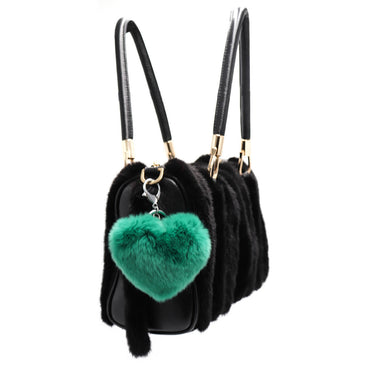 Rex Rabbit Fur Heart Keychain