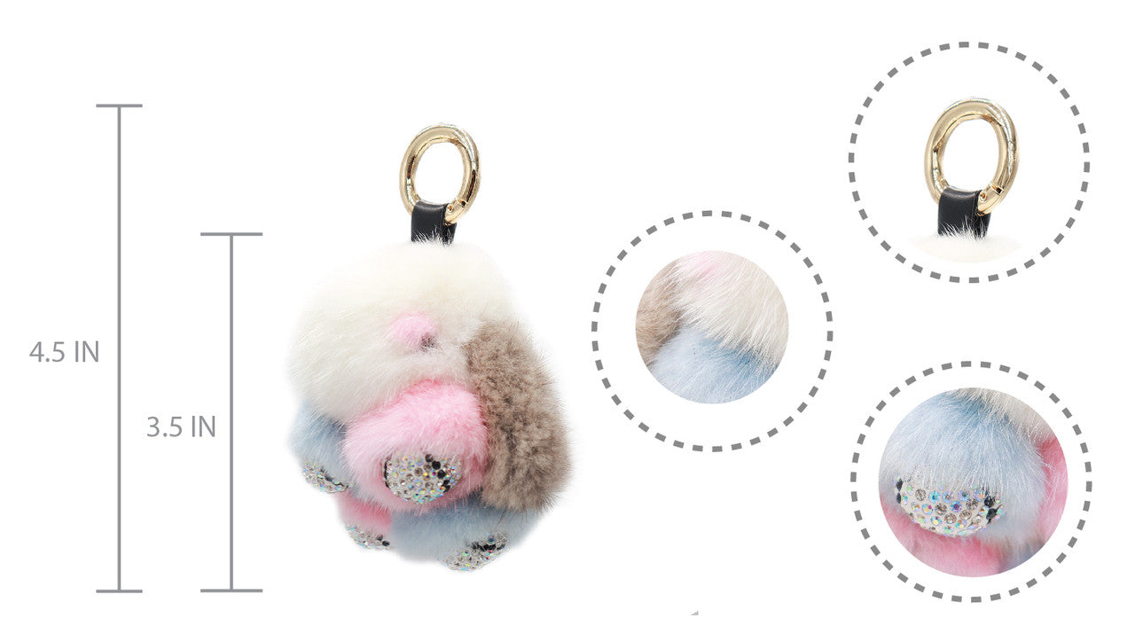 Mink Fur Rabbit-Shaped Keychain