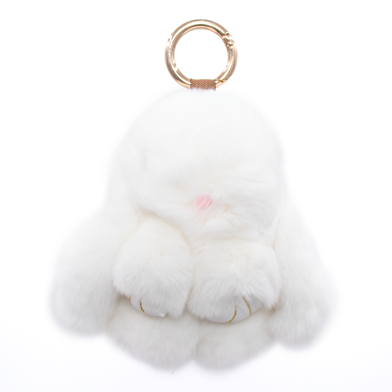 White Rex Rabbit Fur Bunny Keychain