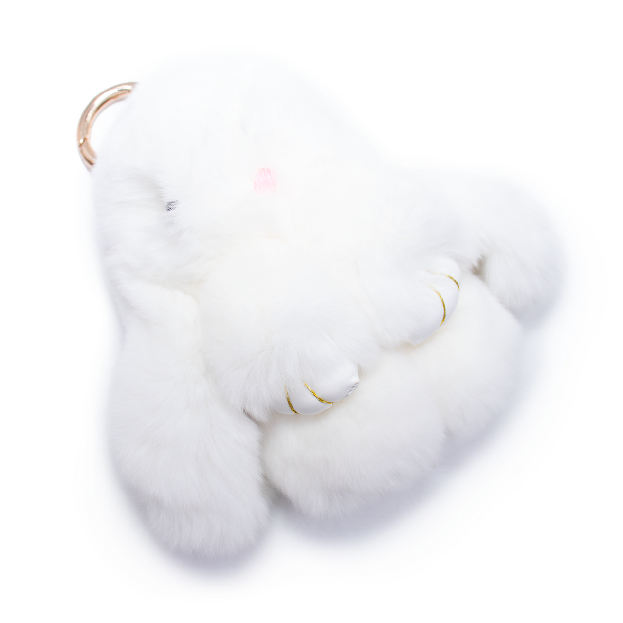 White Rex Rabbit Fur Bunny Keychain