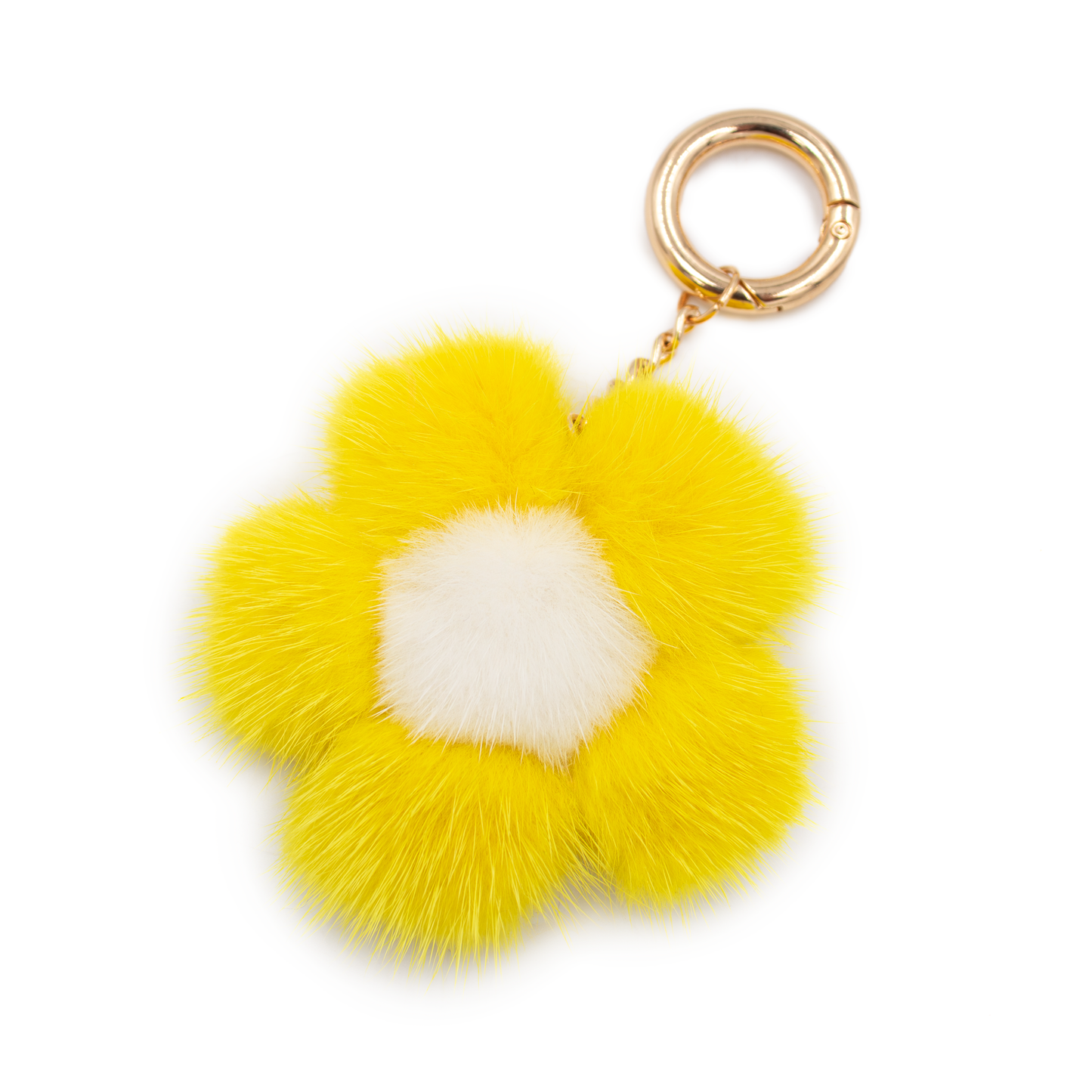 Small Mink Fur Flower Keychain