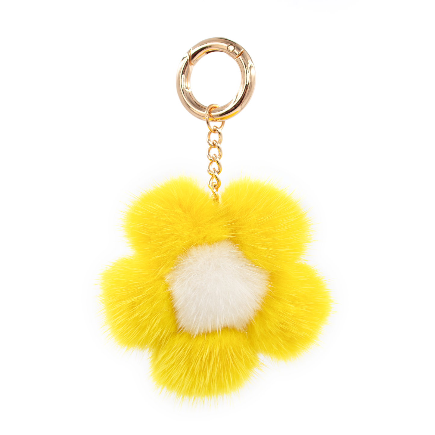 Small Mink Fur Flower Keychain