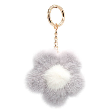 Large Mink Fur Flower Keychain