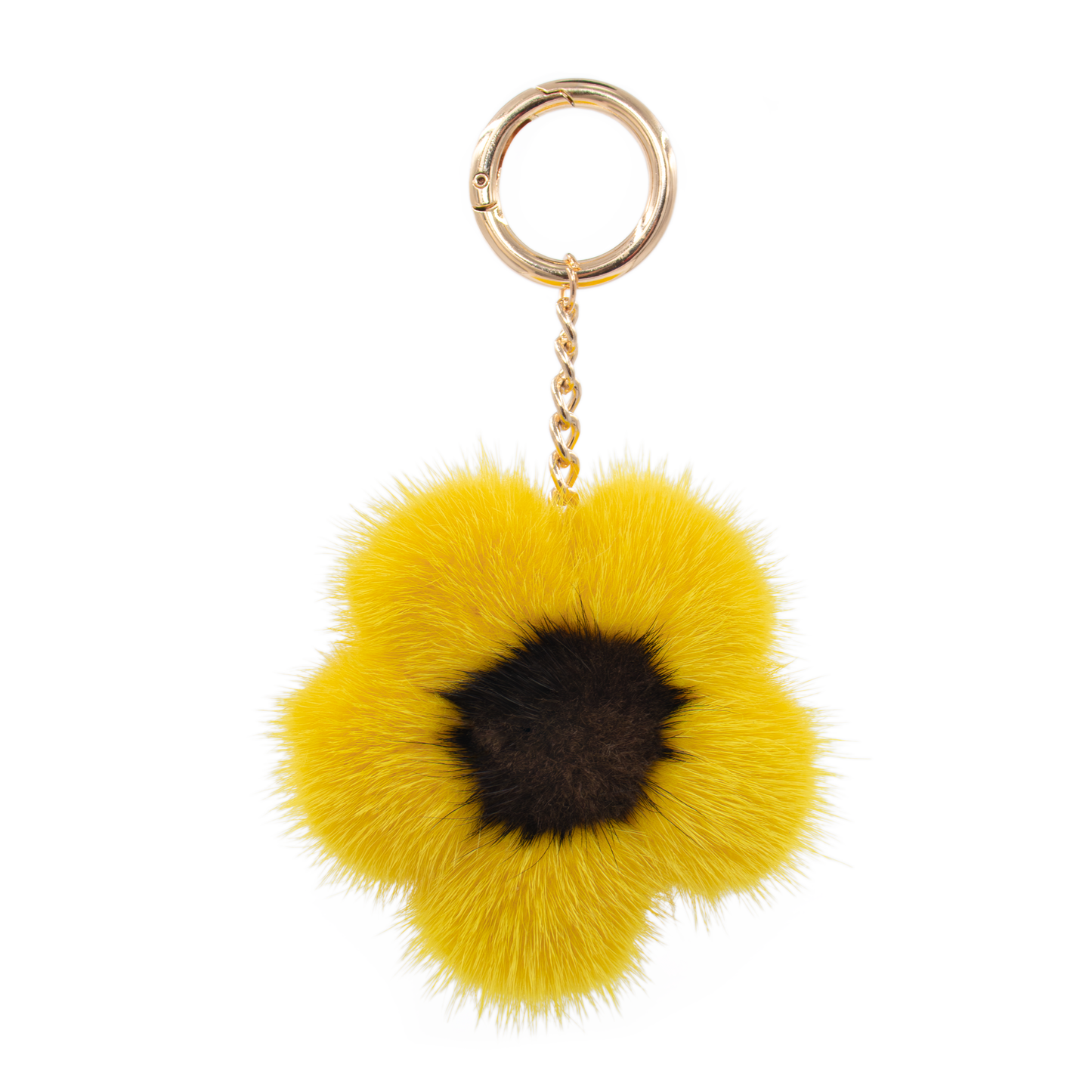 Large Mink Fur Flower Keychain