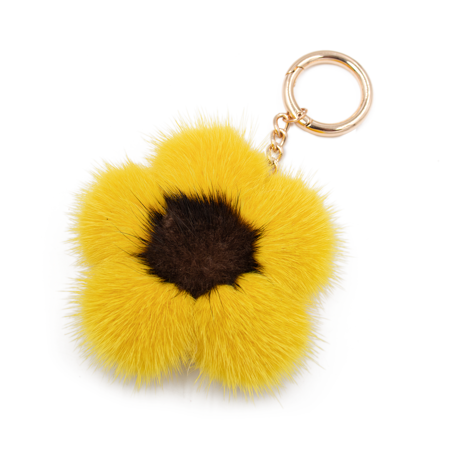 Large Mink Fur Flower Keychain