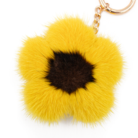 Large Mink Fur Flower Keychain