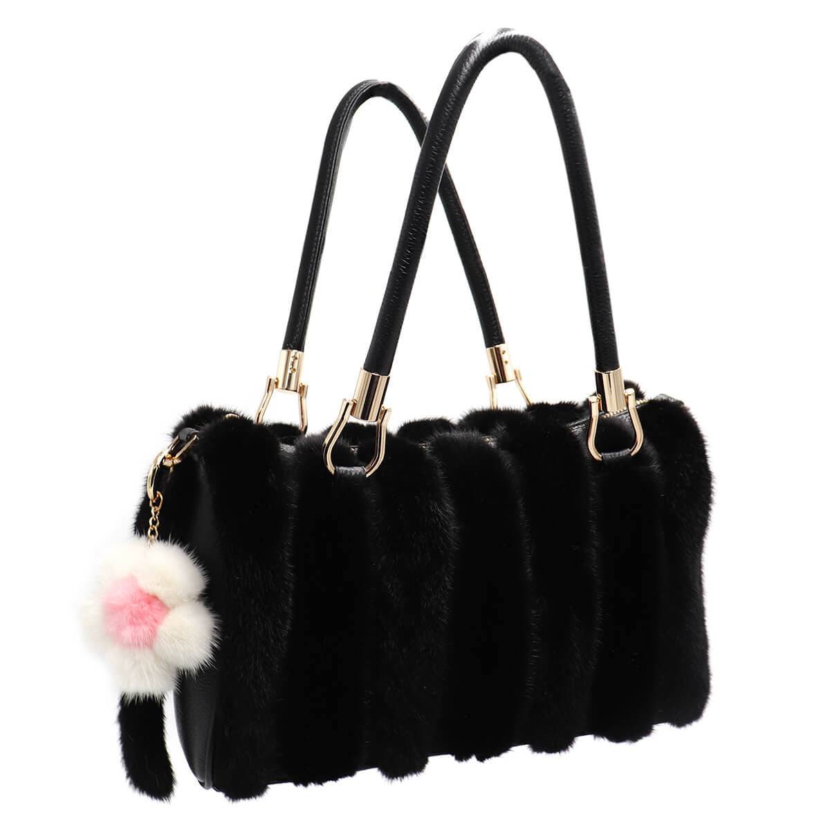 Small Mink Fur Flower Keychain