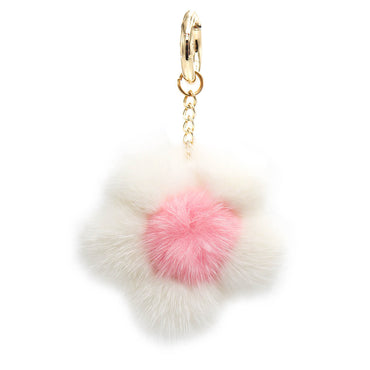 Small Mink Fur Flower Keychain