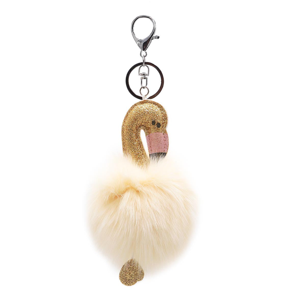 Fox Fur Flamingo Keychain