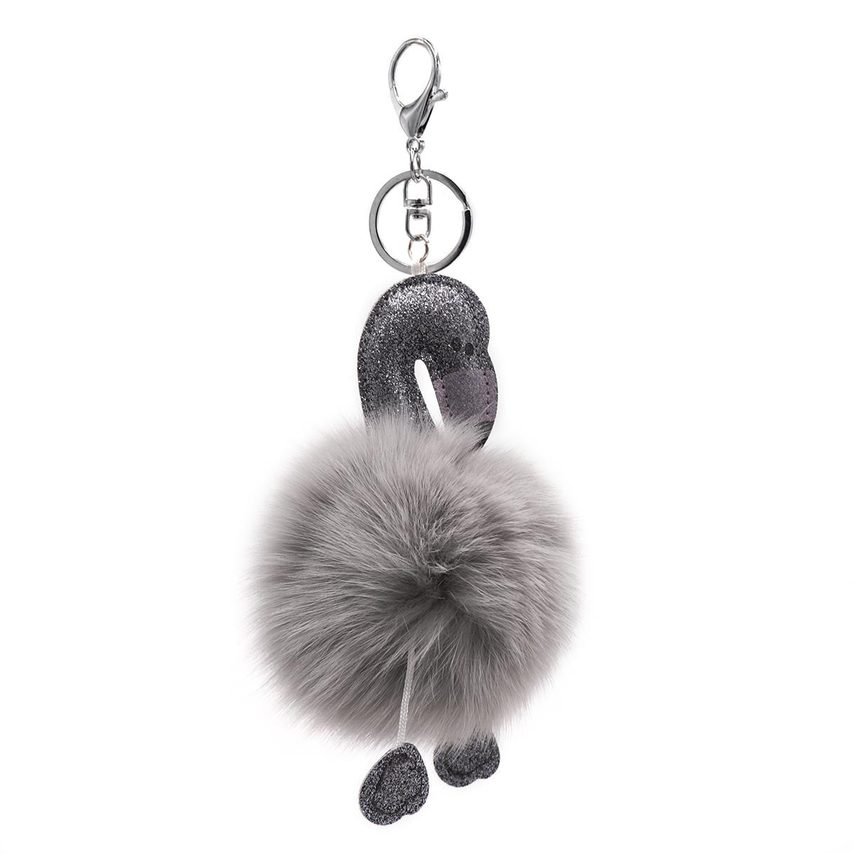 Fox Fur Flamingo Keychain