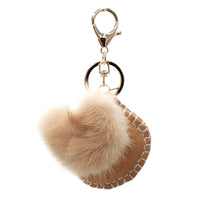 Shearling Bag with Mink Pom Keychain