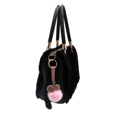 Crystal Mink Heart Keychain