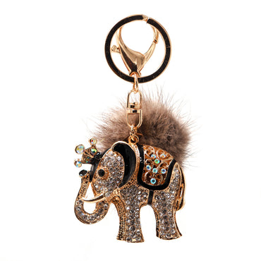 Mink Fur Elephant Keychain