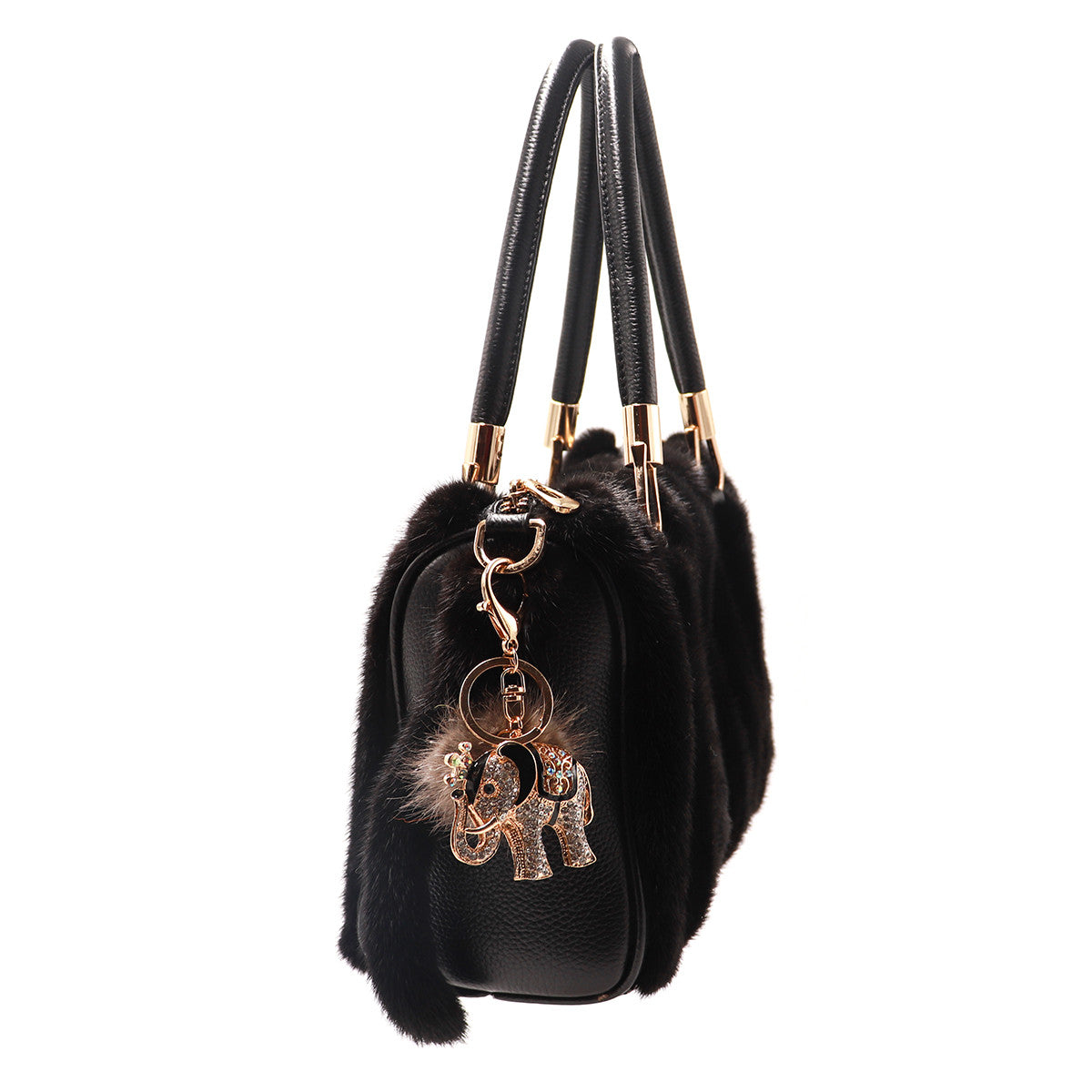 Mink Fur Elephant Keychain