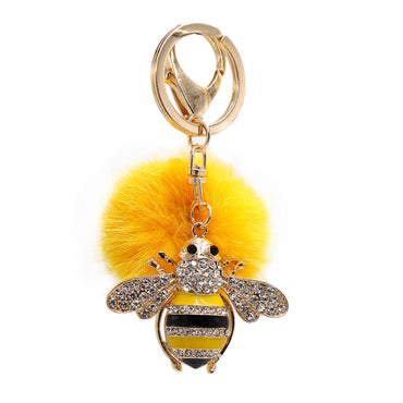 Mink Fur Bumblebee Keychain