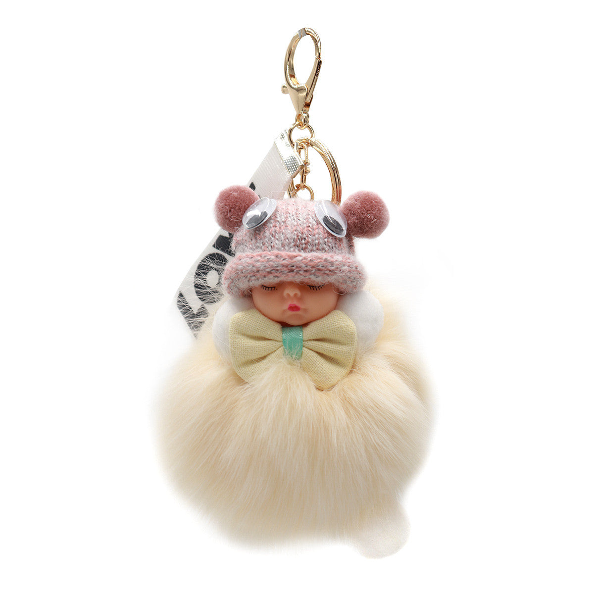 Fox Fur Baby Keychain with Googly Eye Hat