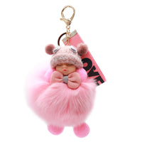 Fox Fur Baby Keychain with Googly Eye Hat