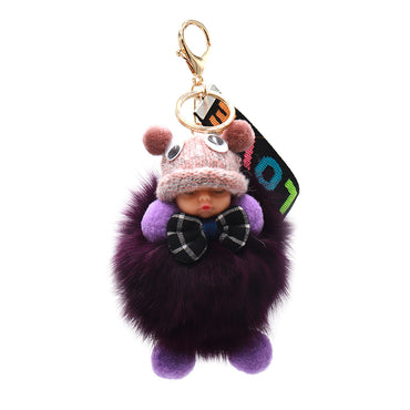 Fox Fur Baby Keychain with Googly Eye Hat