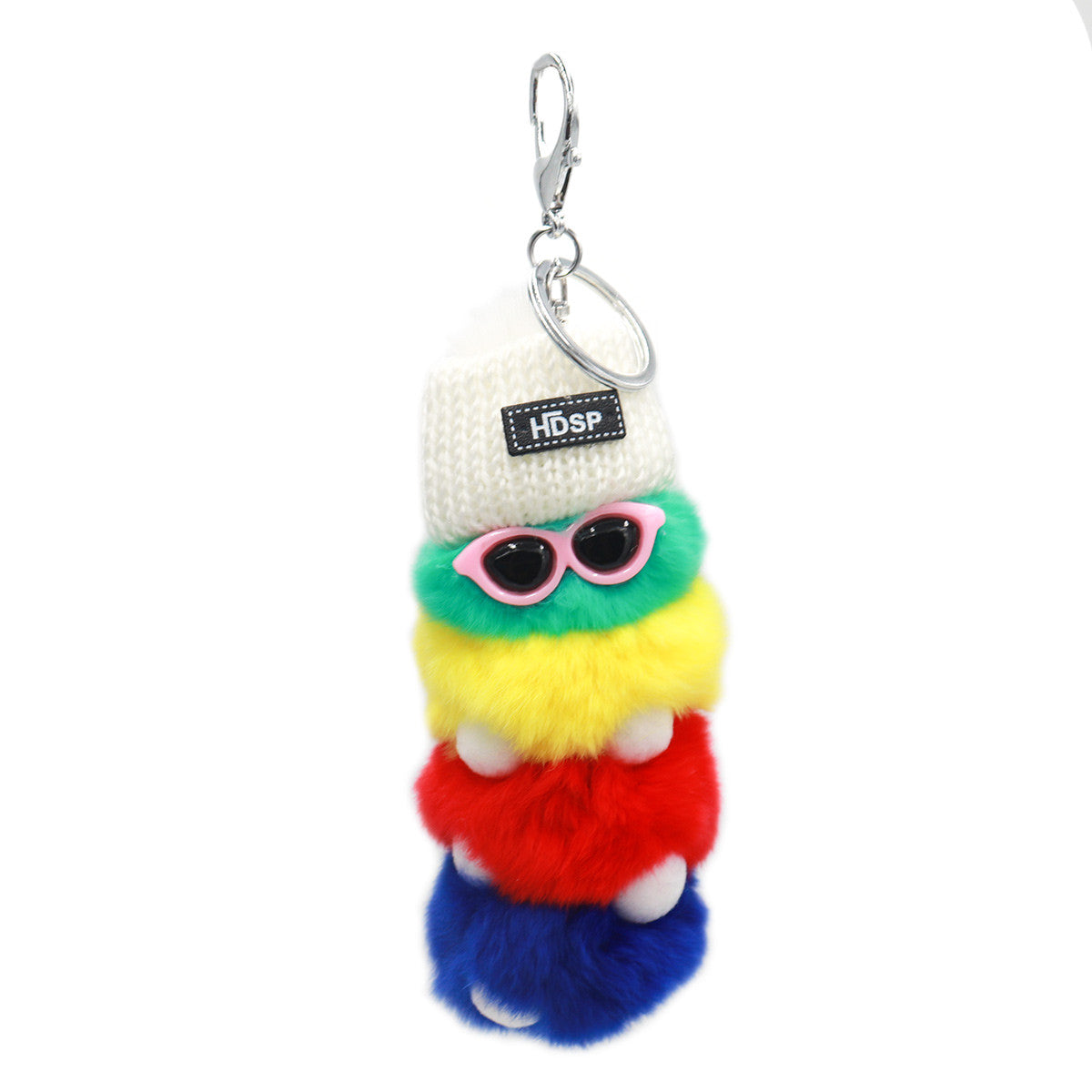 Rex Rabbit Fur Caterpillar Keychain