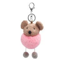 Rex Rabbit Fur Mouse Keychain - Pink