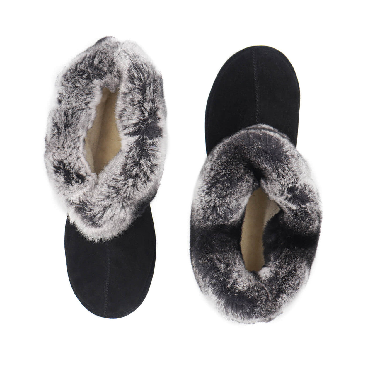  Soft Sole Shearling Slippers with Rex Rabbit Fur Trim 