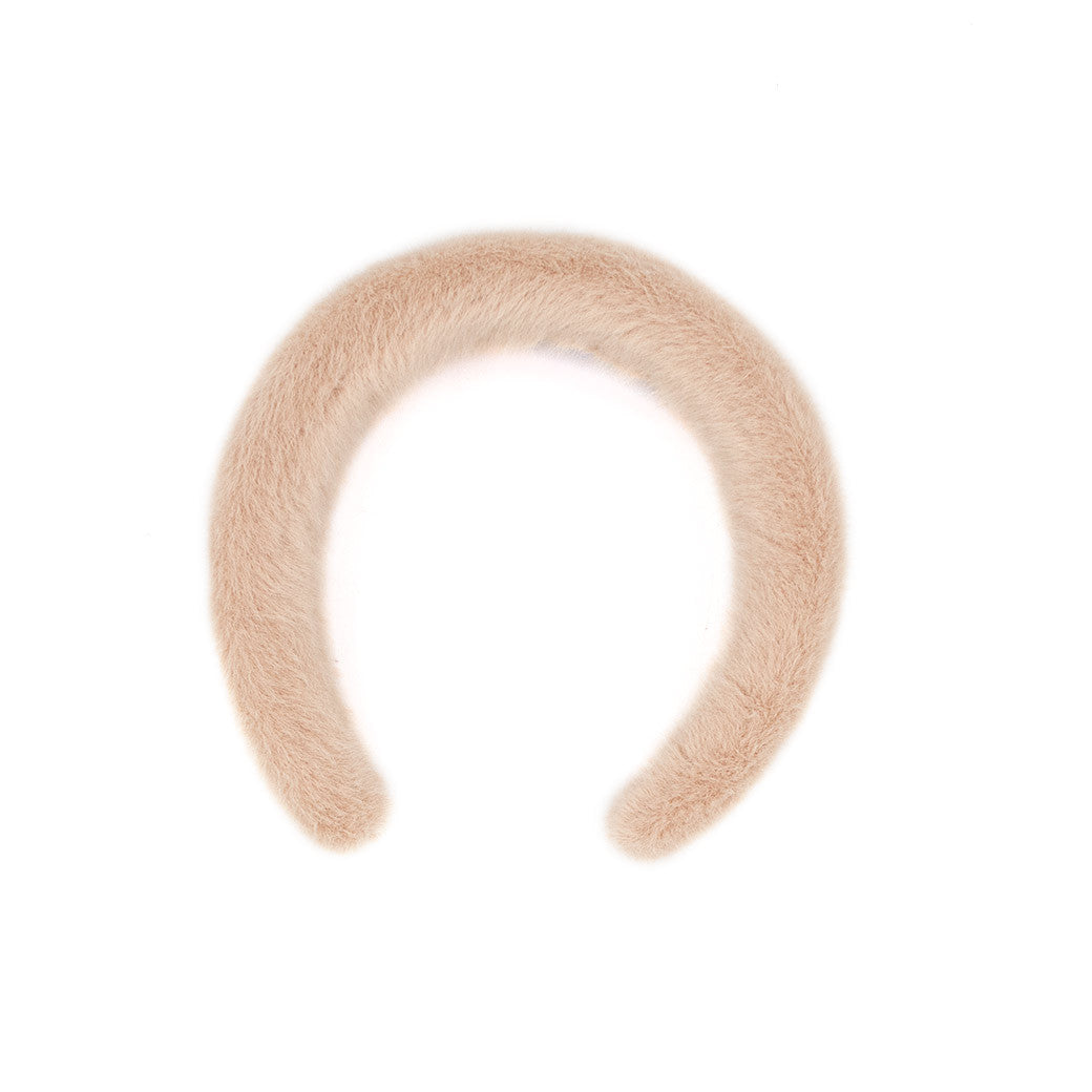 Faux Mink Fur Hairband Beige