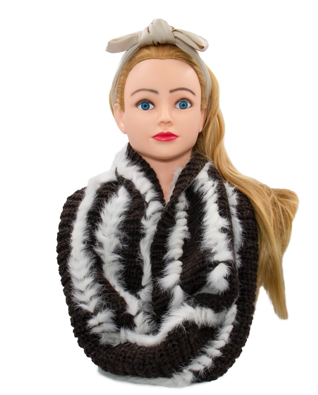 Sale Knit Infinity Scarf with Rabbit Fur | Luxurious Women's Scarves ...