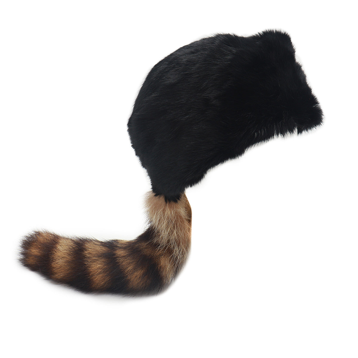 Real Rabbit Fur Coonskin Hat with Raccoon Tail Unisex Winter Beanie Rabbit Fur Real Coonskin Hat Davy Crockett Hat Coonskin Cap  main image 3