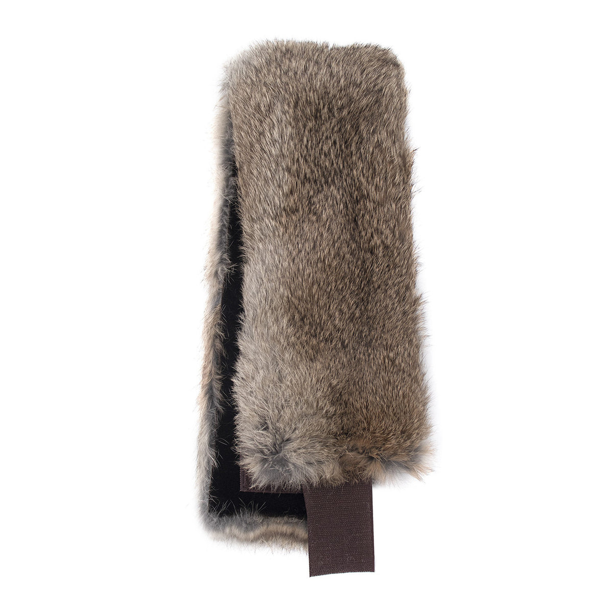GLAMOURPUSS NYC Gray Wool Cashmere Rabbit Fur Trim Headband Scarves - Rabbit Fur — Cashmere Pashmina Group main image 3