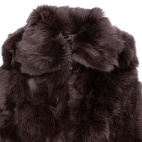 Collar of brown rabbit fur vest